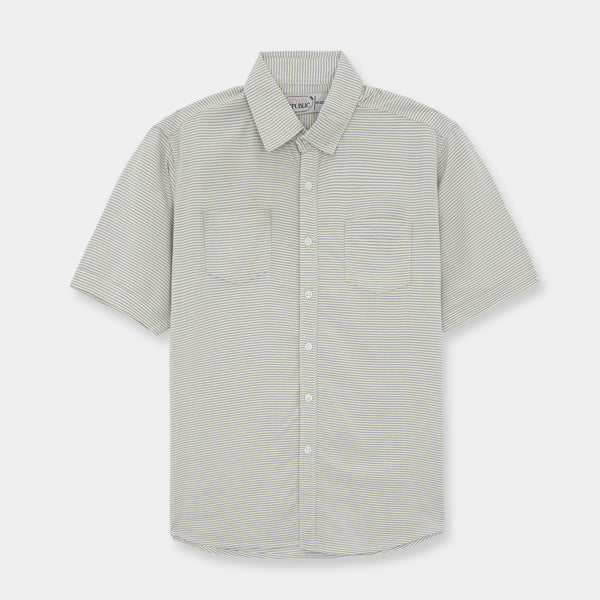 Short Sleeve Grey Lining Casual Shirt