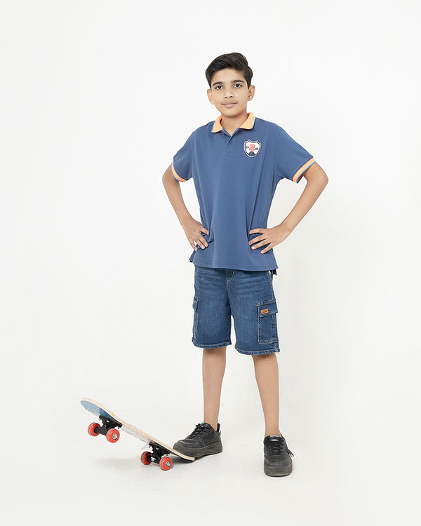 Blue And Peach Boy Polo Shirt