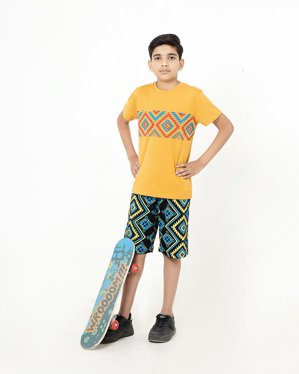 Mustard Color Printed Boys Set