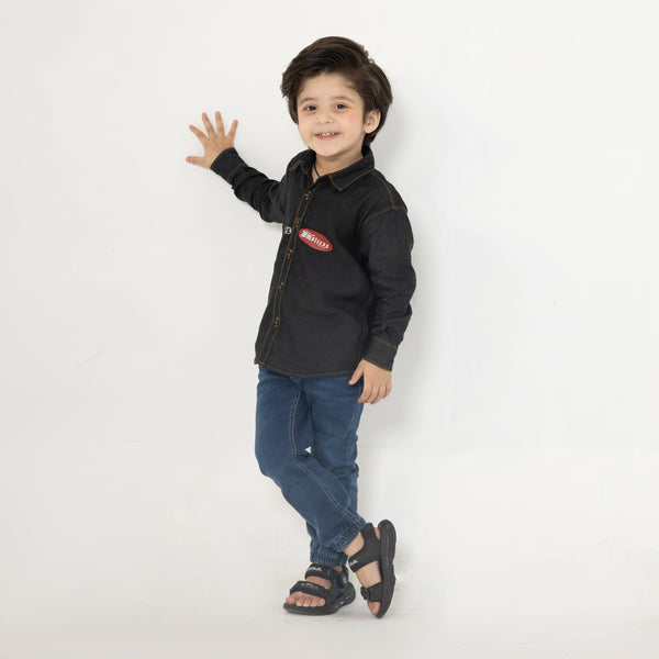 Black Color Boys Denim Shirt