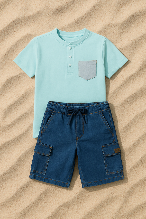 Denim short with T-shirt