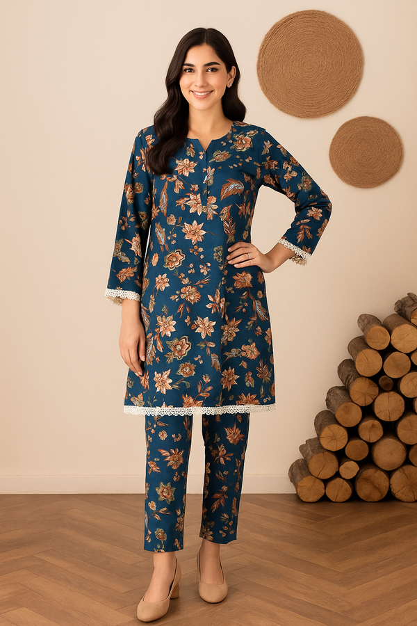 Teal Elegance 2 Pcs Suit