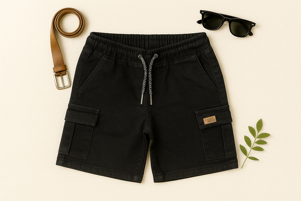 Black Cargo Boy Short