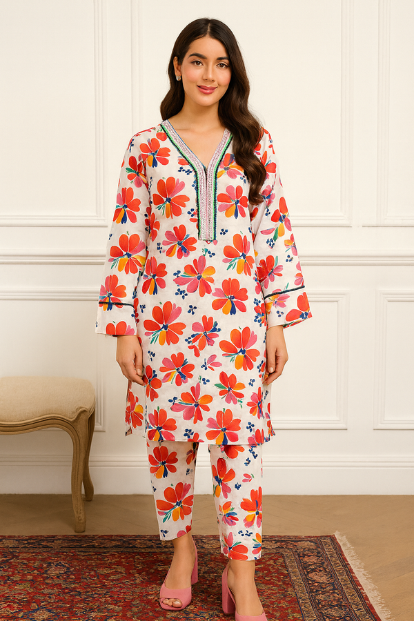 Floral Harmony 2 Pcs Suit