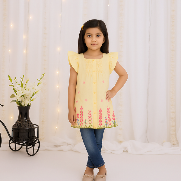 Yellow Off-Shoulder Girl Tops