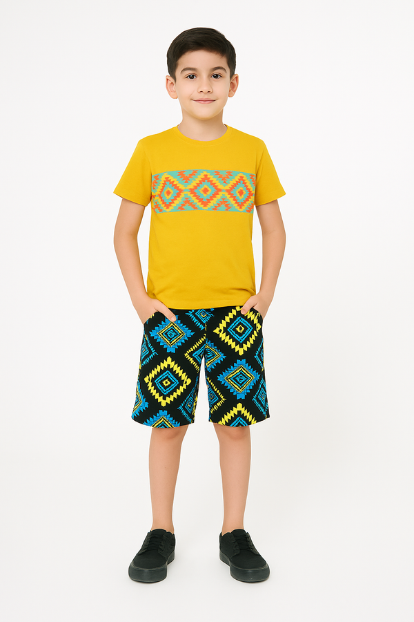 Mustard Color Printed Boys Set